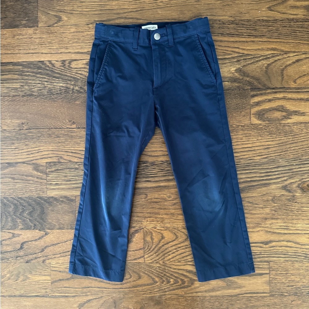 Crewcuts Worn 2xs Stretch Chino Pants $49 Navy Straight Leg Adjustable Size 5